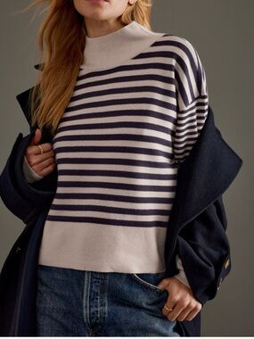 Maeve Carys Mock Neck Sweater - Navy Storm